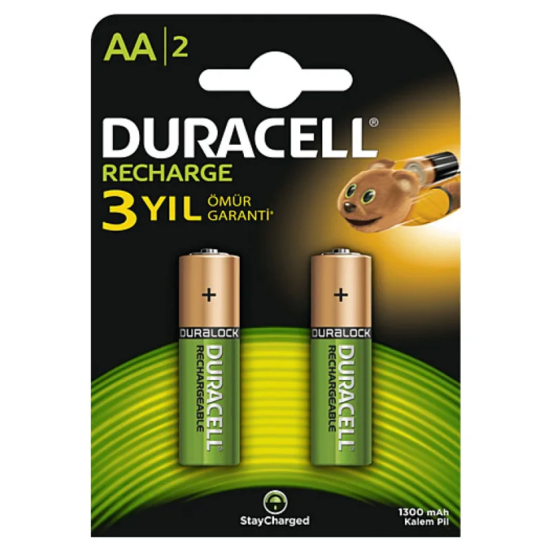 DURACELL ŞARJ EDİLEBİLİR AA KALEM PİL 1300 MAH 2'Lİ