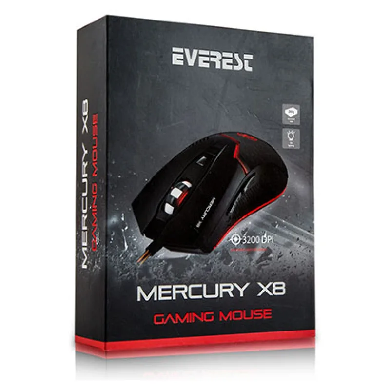 EVEREST MERCURY X8 USB SİYAH 6D OPTİK OYUN MOUSE