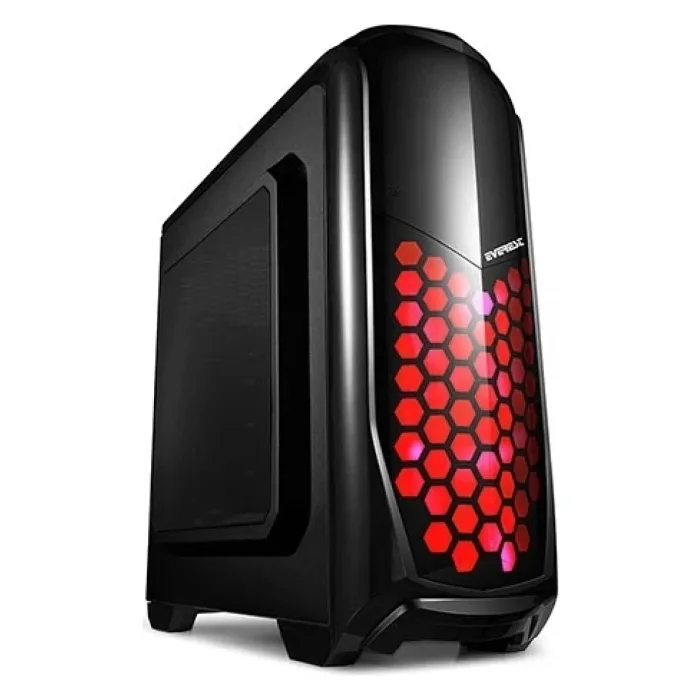 EVEREST RAMPAGE ARMEGO SİYAH USB 3.0 2*12 CM KIRMIZI FANLI KASA