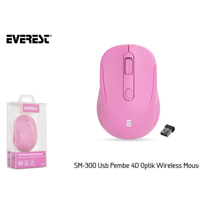 EVEREST SM-300 USB PEMBE 4D OPTİK ALKALİN PİL KABLOSUZ MOUSE