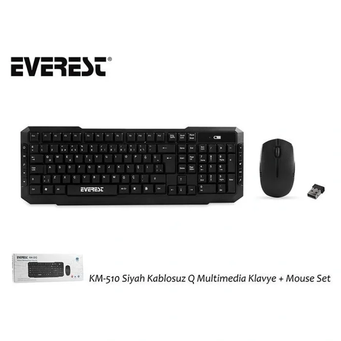 Everest KM-510 Siyah Kablosuz Q Multimedia Klavye + Mouse Set
