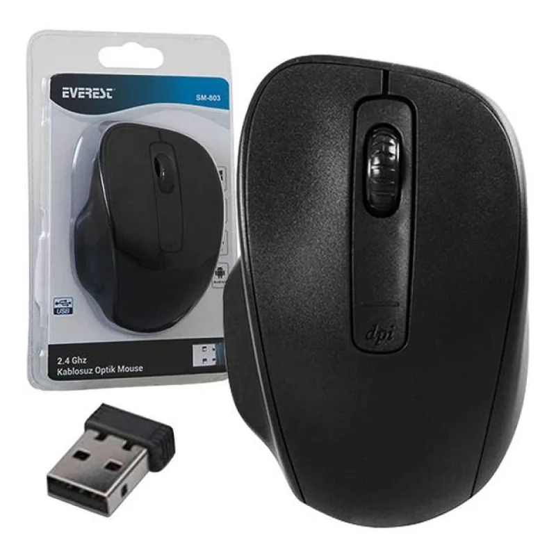 Everest SM-803 Usb Black 800/1200 / 1600dpi Wireless Mouse