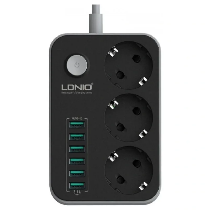 LDNIO 3 PRİZ 6 USB AKIM KORUMA 1.6 MT