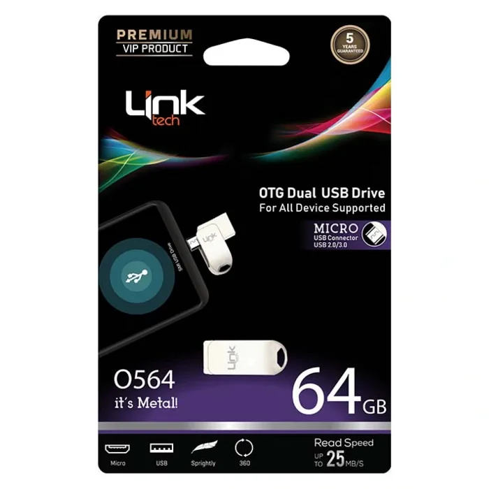 LINK TECH 64GB MİCRO PREMİUM OTG DUAL 25MB/S USB 2.0/3.0 BELLEK