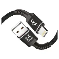 LİNKTECH  K422 SAFE LİGHTNİNG 3A 1000MM ŞARJ KABLOSU SİYAH