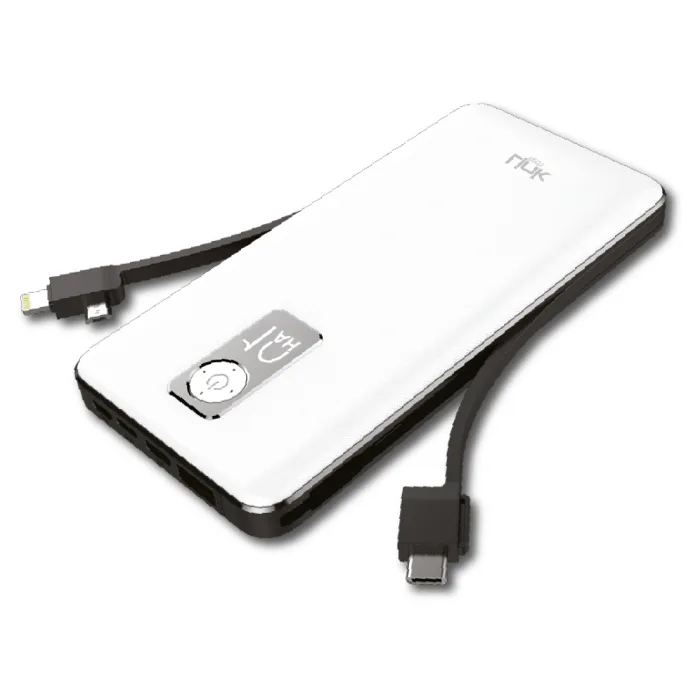 LINKTECH AC10 STRONG ÇİFT KABLOLU 10000 MAH POWERBANK BEYAZ
