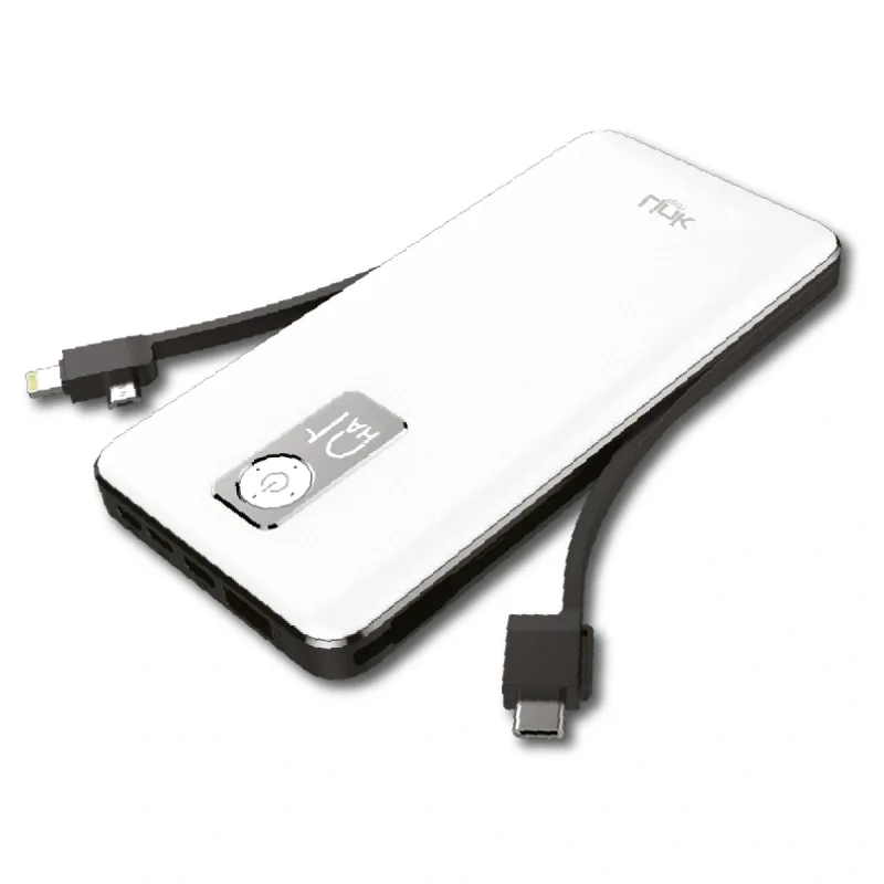 LINKTECH AC10 STRONG ÇİFT KABLOLU 10000 MAH POWERBANK BEYAZ