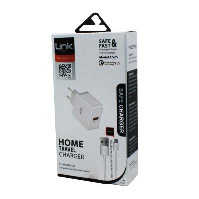 LINKTECH C525 SAFE MİCRO USB HIZLI ŞARJ CİHAZI Q.C 3.0 BEYAZ