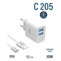 LİNKTECH LSC-C205 LİGHTNİNG ÇİFT USB 10W DUAL HIZLI ŞARJ ALETİ