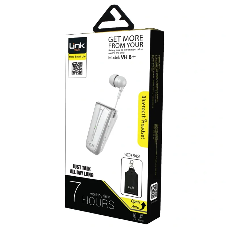 LINKTECH MAKARALI BLUETOOTH KULAKLIK VH6 BEYAZ
