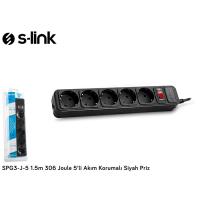 S-LİNK SPG3-J-5 1.5M 306JOULE 5Lİ AKIM KOR.SİYAH PRİZ