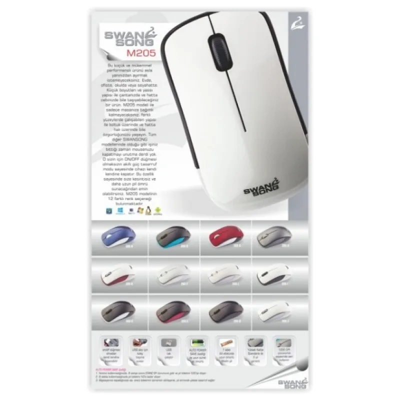 SWAN SONG SS-M205-L KABLOSUZ MOUSE BEYAZ