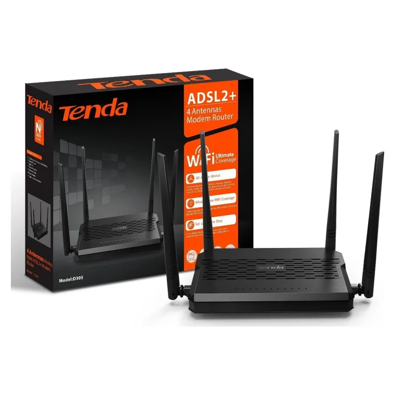 TENDA D305 300MBPS 4X5 DBİ ADSL2+ MODEM ROUTER