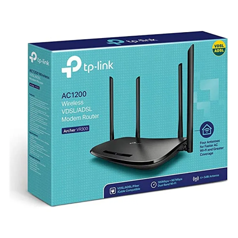 Teşhir TP-Link Archer VR300 4 Port 1200 Mbps 5GHz VDSL2 Modem
