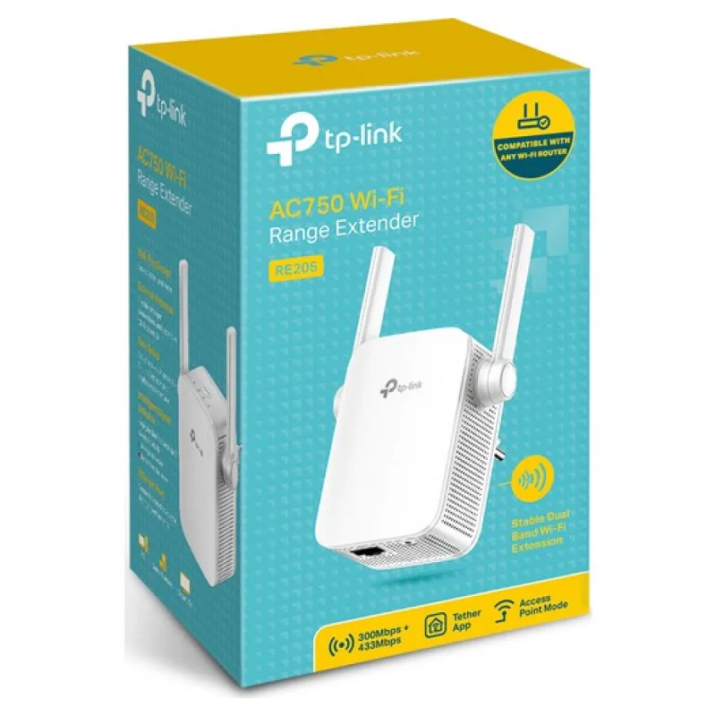 TP-LINK RE205 AC 750 MBPS KABLOSUZ MENZİL GENİŞLETİCİ
