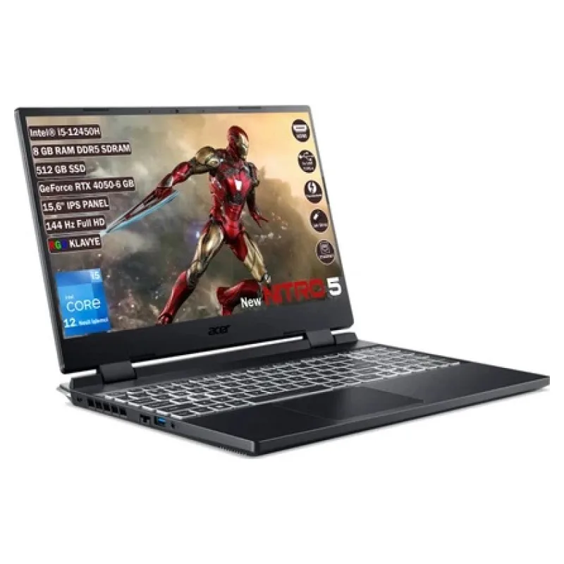 ACER NİTRO 5 AN515-58 INTEL CORE I5 12450H 8 GB 512 GB SSD RTX 4050 - 6 GB FREEDOS 15.6" FHD 144 HZ IPS