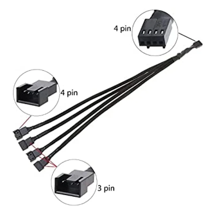 ALFAİS 4987 4 PİN FAN ÇOKLAYICI Y PWM ÇOKLAYICI SPLİTTER KABLOSU 4 PORT