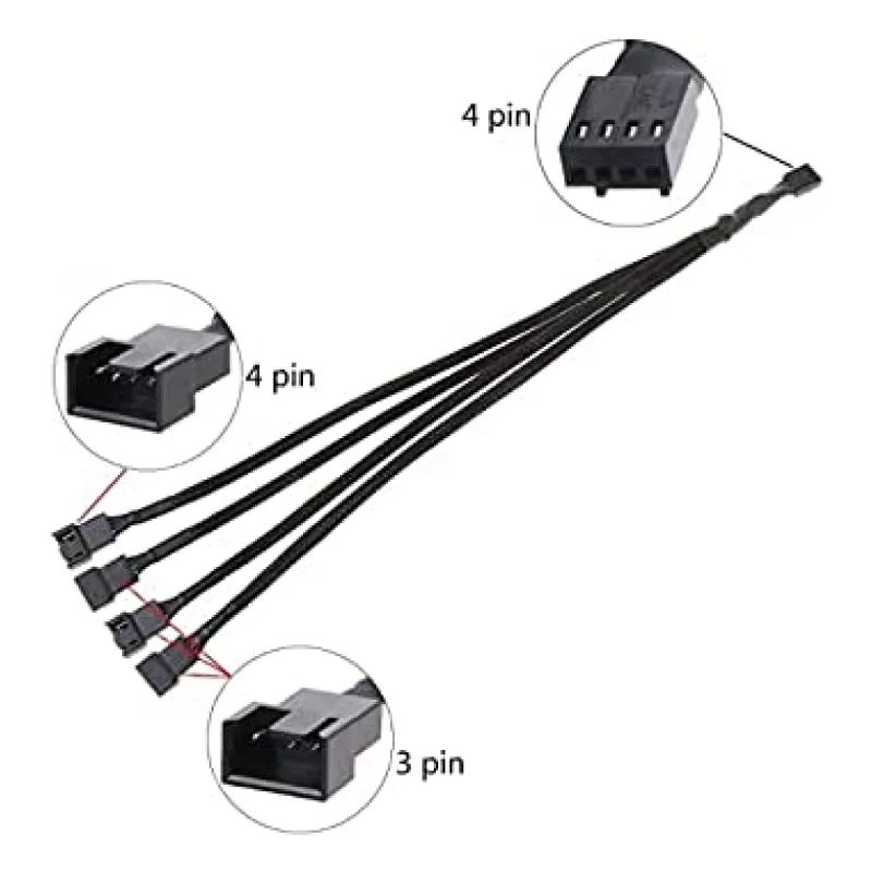 ALFAİS 4987 4 PİN FAN ÇOKLAYICI Y PWM ÇOKLAYICI SPLİTTER KABLOSU 4 PORT