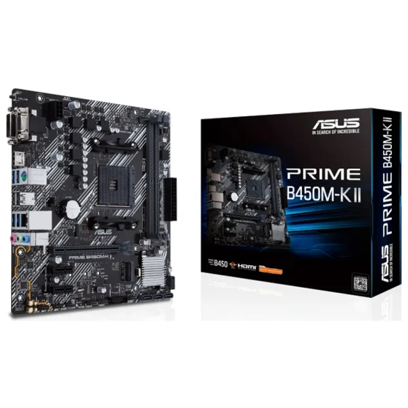 ASUS PRİME B450M-K II AMD AM4 DDR4 4400 HDMI DVI VGA M2 USB 3.2 MATX