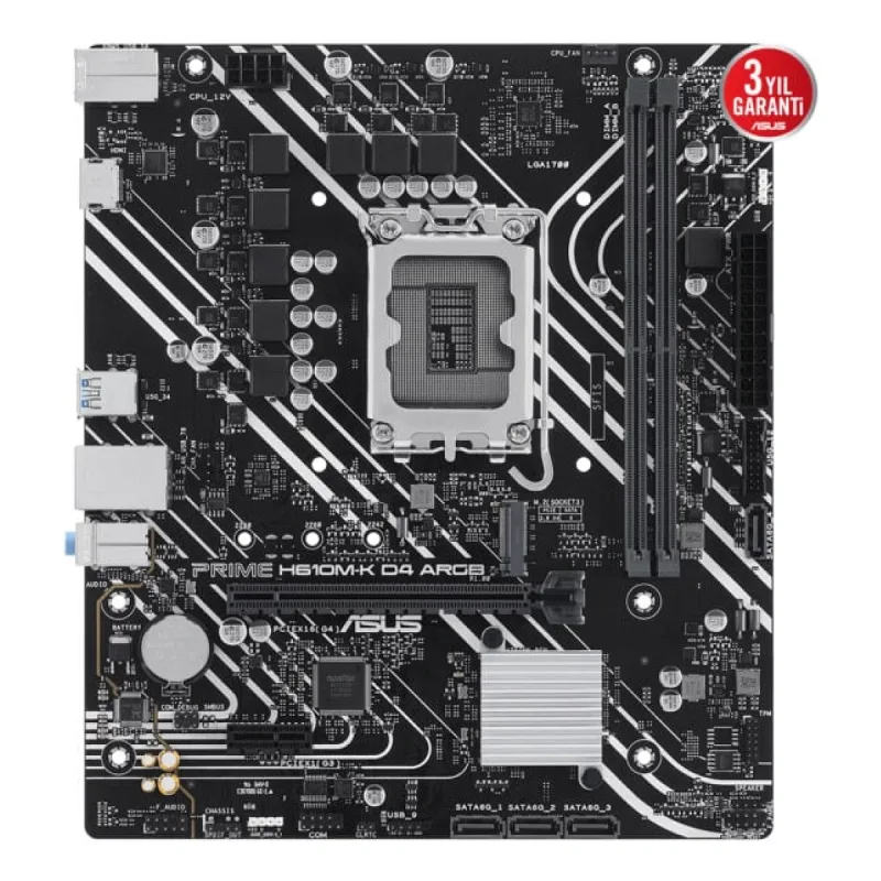 Asus Prime H610M-K D4 ARGB Intel LGA1700 DDR4 Micro ATX Anakart