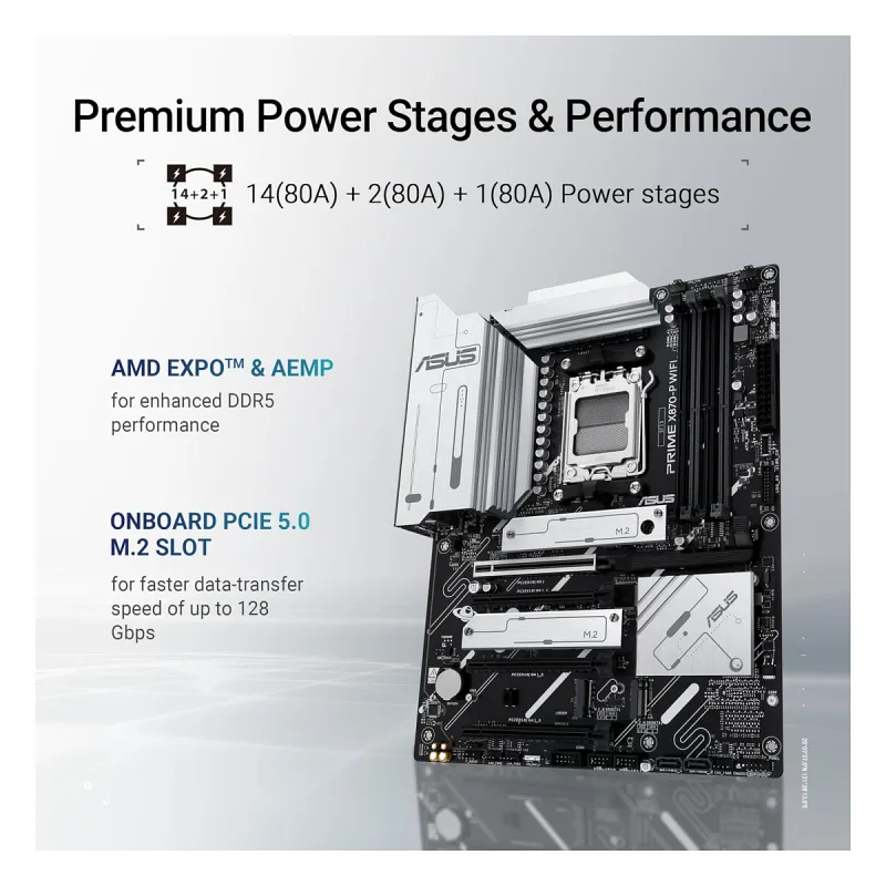ASUS Prime X870-P 8000MHz(OC) DDR5 Soket AM5 M.2 HDMI ATX Anakart