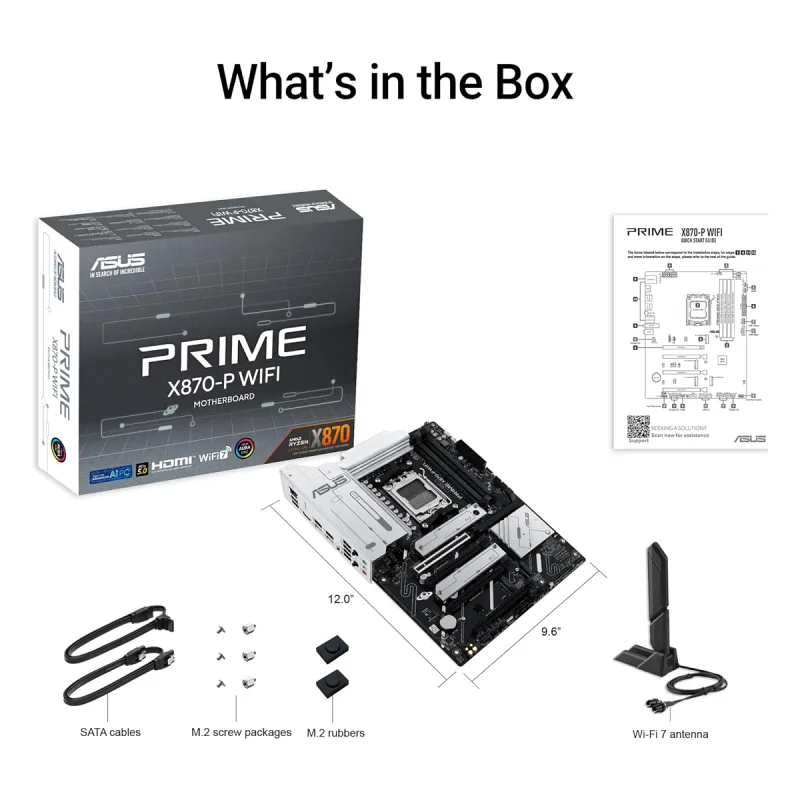 ASUS Prime X870-P 8000MHz(OC) DDR5 Soket AM5 M.2 HDMI ATX Anakart