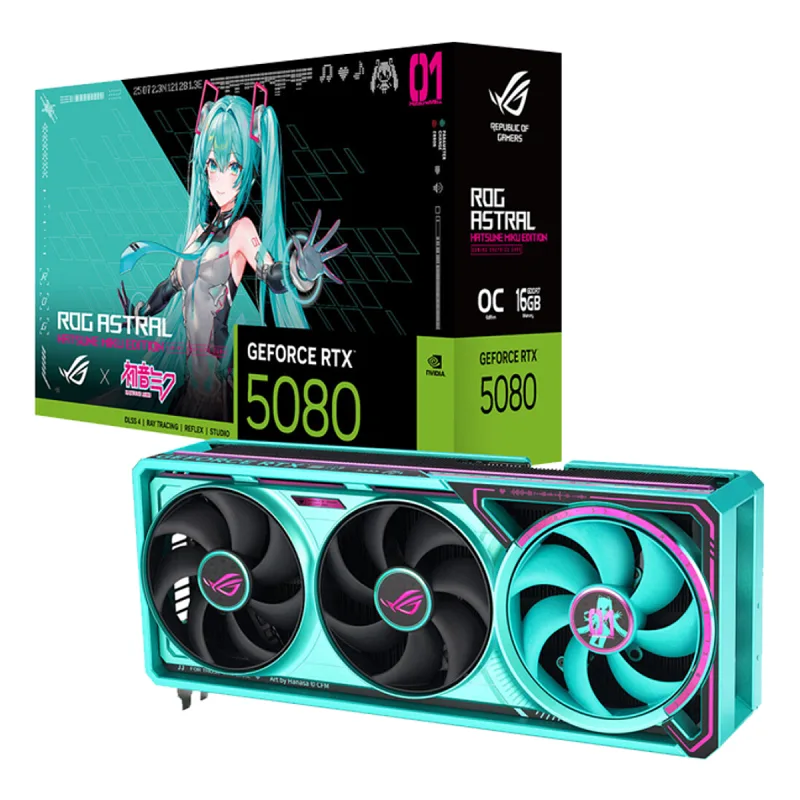 Asus RTX 5080 ROG Astral OC Hatsune Miku Edition ROG-ASTRAL-RTX5080-O16G-HATSUNE-MIKU-EDITION 256 Bit GDDR7 16 GB Ekran Kartı