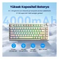 Aula AU75 3 Modlu Mekanik Gaming Kablosuz Klavye RGB TKL Bloomfield Switch Hot Swap Makrolu Oyuncu Klavyesi Krem