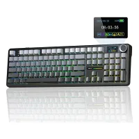 Aula F108 Pro Ekranlı Mekanik Klavye Zephyr Switch RGB Hot Swap 8000mAh Makrolu Oyuncu Klavyesi Gri