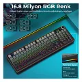 Aula F108 Pro Ekranlı Mekanik Klavye Zephyr Switch RGB Hot Swap 8000mAh Makrolu Oyuncu Klavyesi Gri