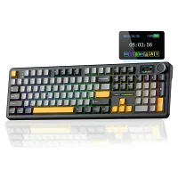 Aula F108 Pro Ekranlı Mekanik Klavye Reaper Switch RGB Hot Swap 8000mAh Makrolu Oyuncu Klavyesi Siyah