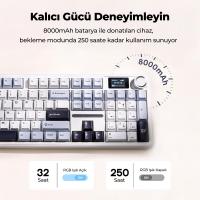 Aula F108 Pro Ekranlı Mekanik Klavye Reaper Switch RGB Hot Swap 8000mAh Makrolu Oyuncu Klavyesi Mavi
