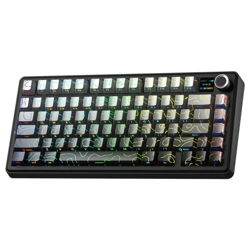 Aula F75 Max Mekanik RGB TKL Reaper Switch Kablosuz Makrolu Hot Swap Klavye Desenli Gri
