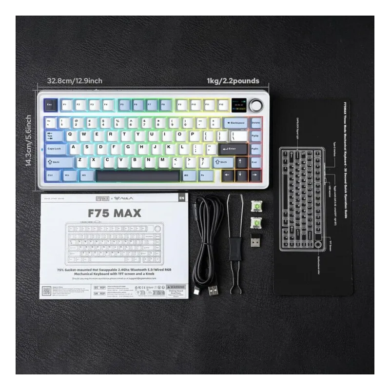 Aula F75 Max Mekanik RGB TKL Reaper Switch Kablosuz Makrolu Hot Swap Klavye Lacivert