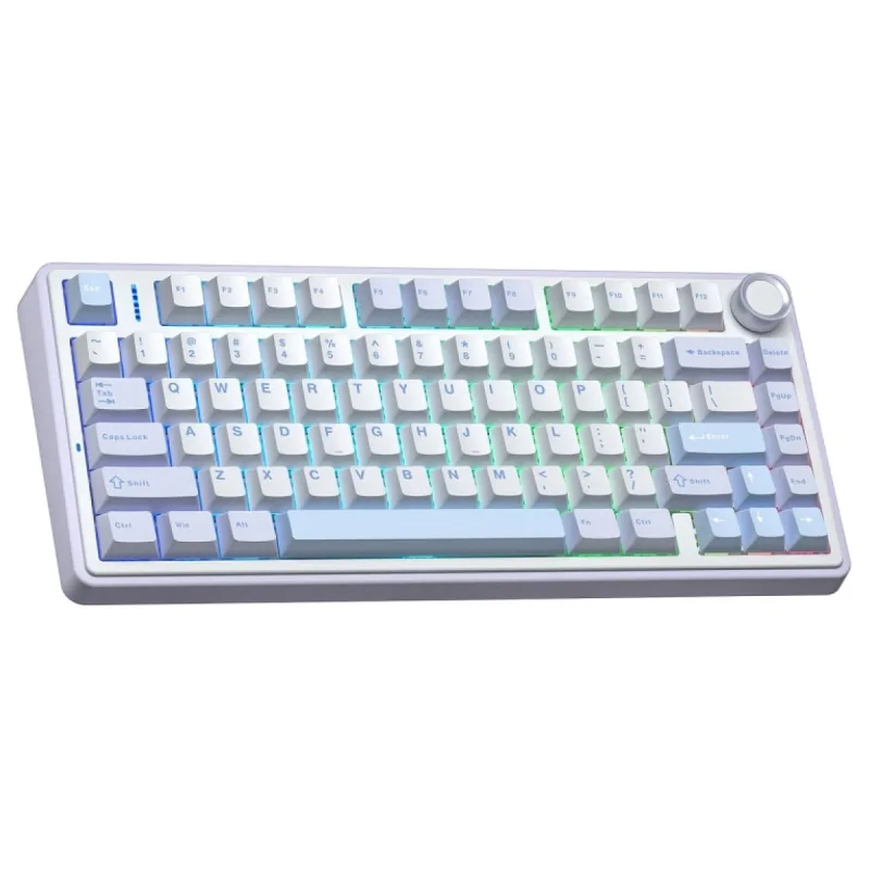 Aula F75 Mekanik RGB TKL Gray Switch Kablosuz Makrolu Hot Swap Klavye Buz Mavisi