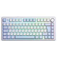 Aula F75 Mekanik RGB TKL Hot Swap GrayWood V4 Switch Kablosuz Makrolu Türkçe Q Klavye Buz Mavisi