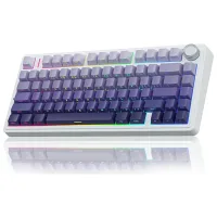 Aula F75 Mekanik RGB TKL Seiya Switch Kablosuz Makrolu Hot Swap Gaming Klavye Gradyan Mor