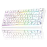 Aula F75 Mekanik RGB TKL Seiya Switch Kablosuz Makrolu Hot Swap Gaming Klavye Desenli Beyaz