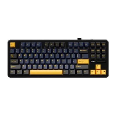 AULA F87 MEKANİK RGB TKL GRAYWOOD V3 SWİTCH KABLOSUZ MAKROLU HOT SWAP KLAVYE TURUNCU