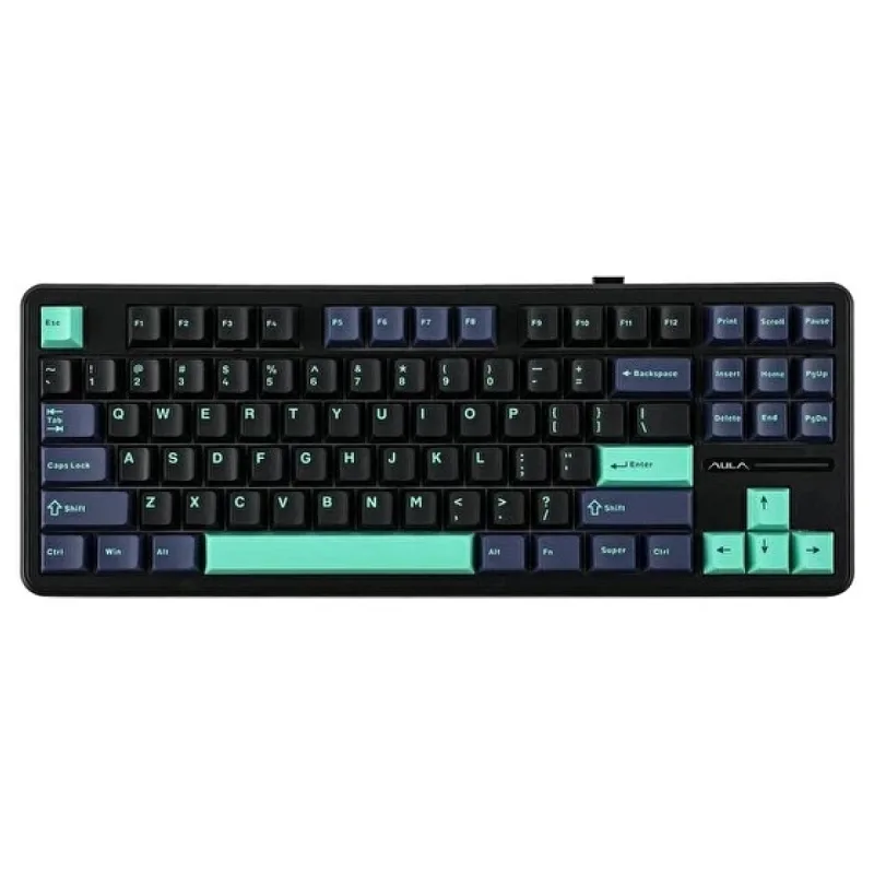 Aula F87 PRO Mekanik RGB TKL GrayWood V4 Switch Kablosuz Makrolu Hot Swap Klavye Siyah