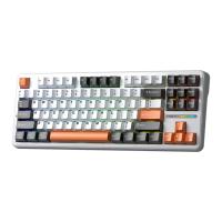Aula F87 Mekanik RGB TKL SpaceCrystal Switch Kablosuz Makrolu Hot Swap Klavye Beyaz-Turuncu