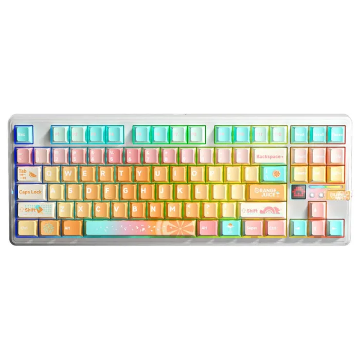 Aula F87 PRO V2 Mekanik RGB TKL Meteor Ice Cream Switch Kablosuz Makrolu Hot Swap Klavye Orange Juice