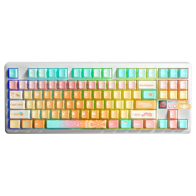 Aula F87 PRO V2 Mekanik RGB TKL Meteor Ice Cream Switch Kablosuz Makrolu Hot Swap Klavye Orange Juice
