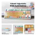 Aula F87 PRO V2 Mekanik RGB TKL Meteor Ice Cream Switch Kablosuz Makrolu Hot Swap Klavye Orange Juice