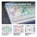 Aula F87 PRO V2 Mekanik RGB TKL Star Vector Switch Kablosuz Makrolu Hot Swap Klavye Desenli Beyaz