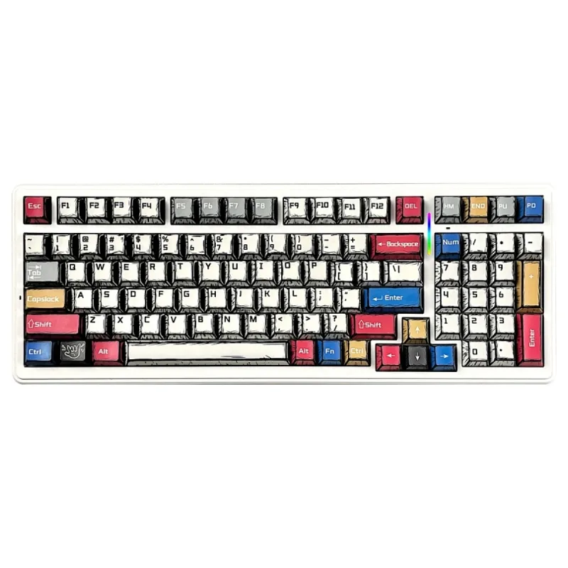Aula F99 3 Modlu RGB Hot Swap Mekanik GrayWood V3 Switch Kablosuz Makrolu Gaming Klavye Comic