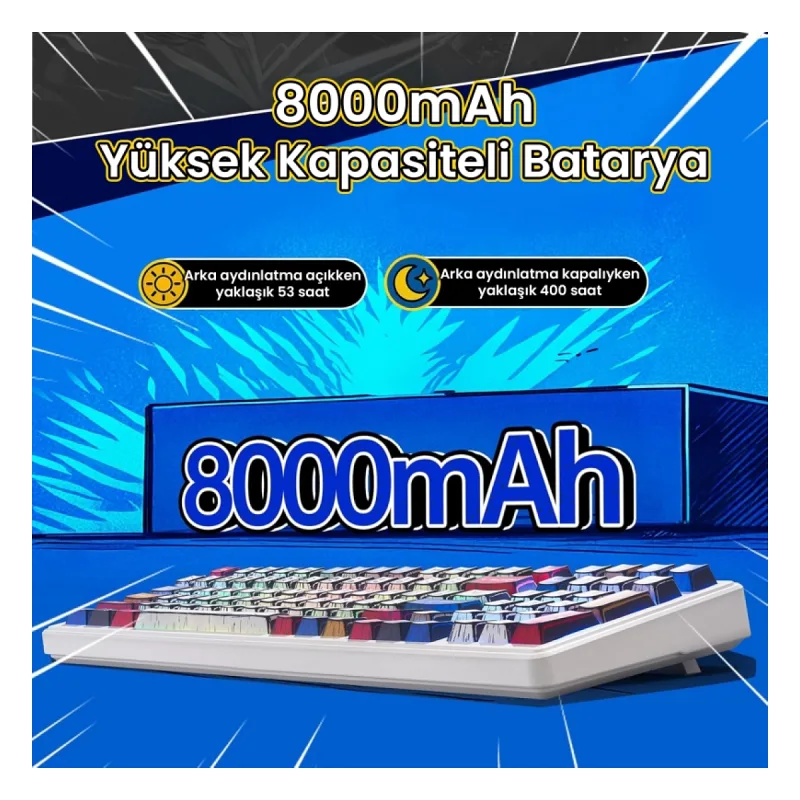 Aula F99 3 Modlu RGB Hot Swap Mekanik GrayWood V3 Switch Kablosuz Makrolu Gaming Klavye Comic