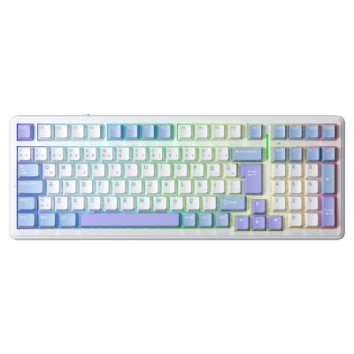 Aula F99 Mekanik RGB Hot Swap GrayWood V4 Switch 3 Modlu Kablosuz Makrolu Türkçe Q Klavye Mavi