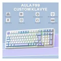 Aula F99 Mekanik RGB Hot Swap GrayWood V4 Switch 3 Modlu Kablosuz Makrolu Türkçe Q Klavye Mavi