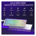 Aula Hero 68 He Manyetik Klavye Rapid Trigger Silver Switch 8000Hz RGB Neon TKL Hot Swap Oyuncu Klavyesi Şeffaf